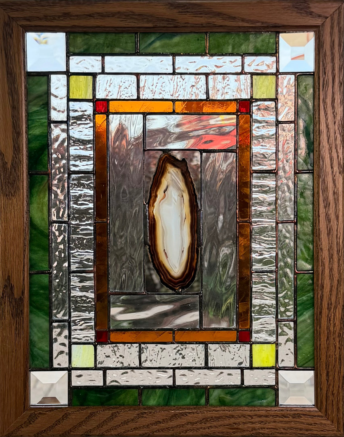 Stained Glass Window Panel with Geode