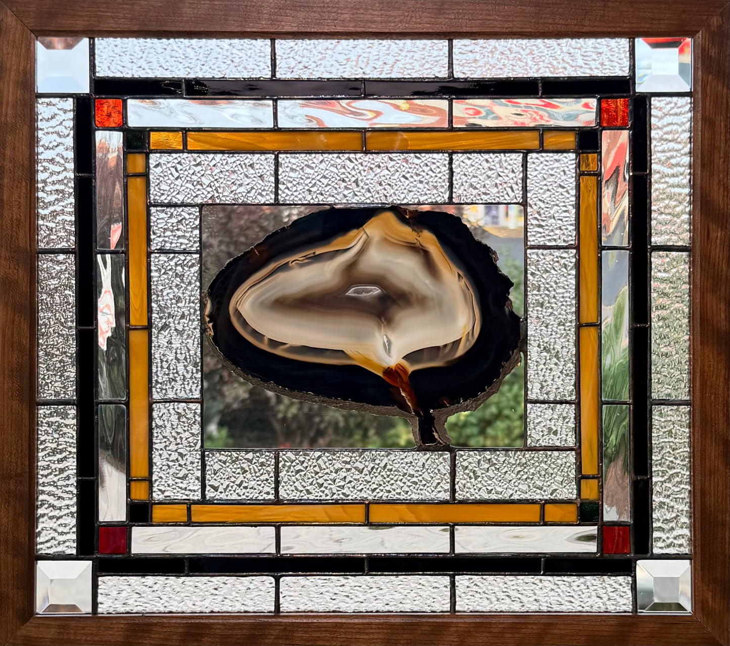Stained Glass Window Panel with Geode
