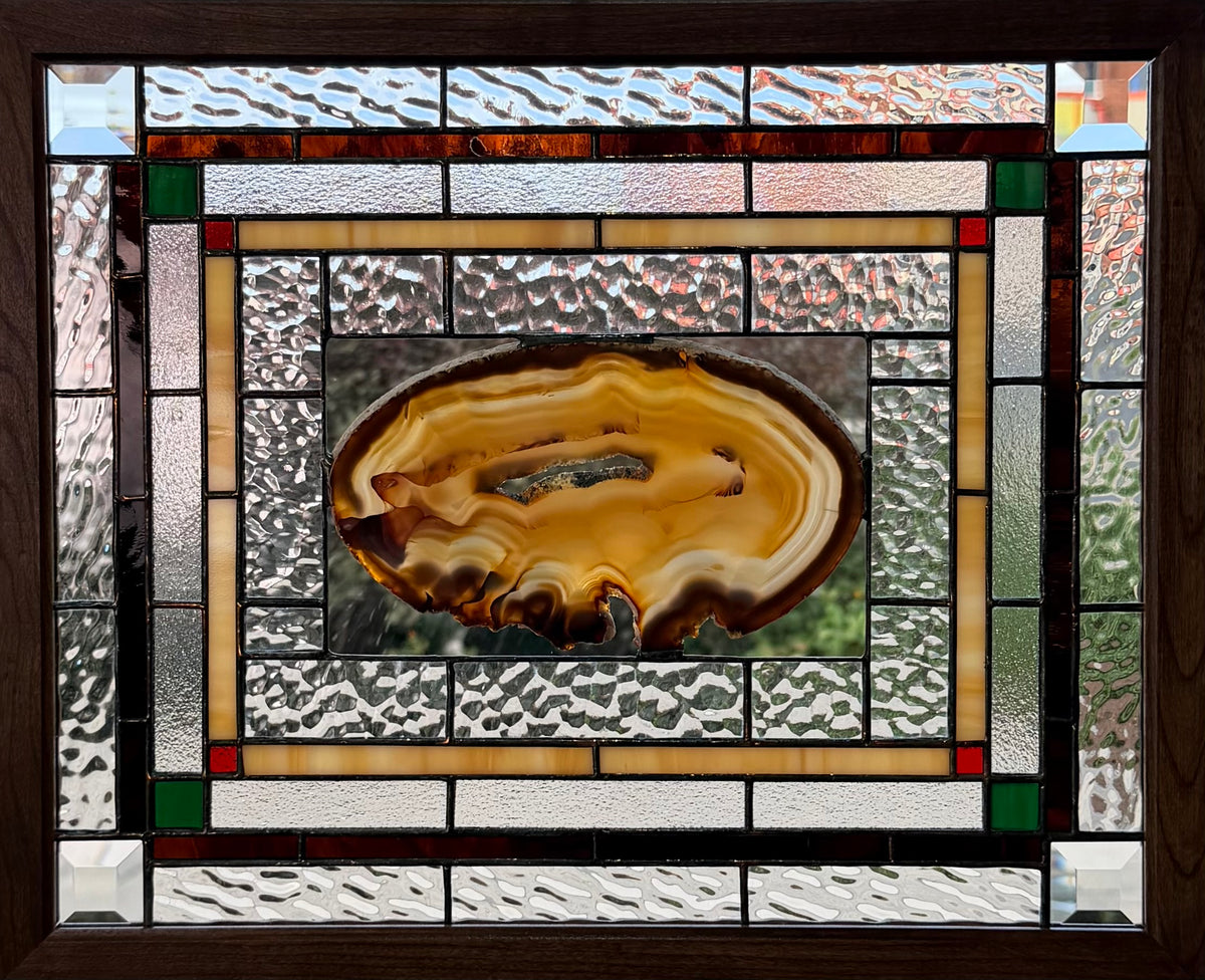 Stained Glass Window Panel with Geode