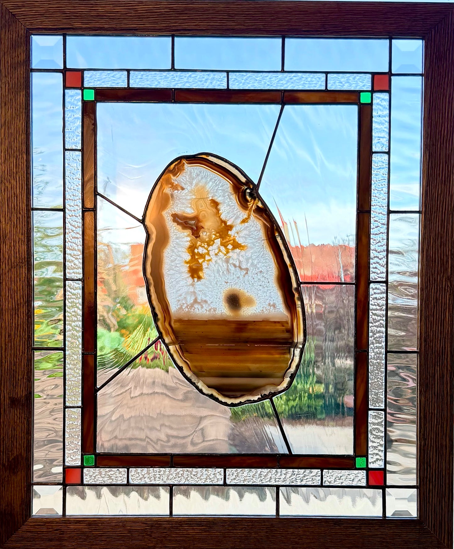 Stained Glass Window Panel with Geode