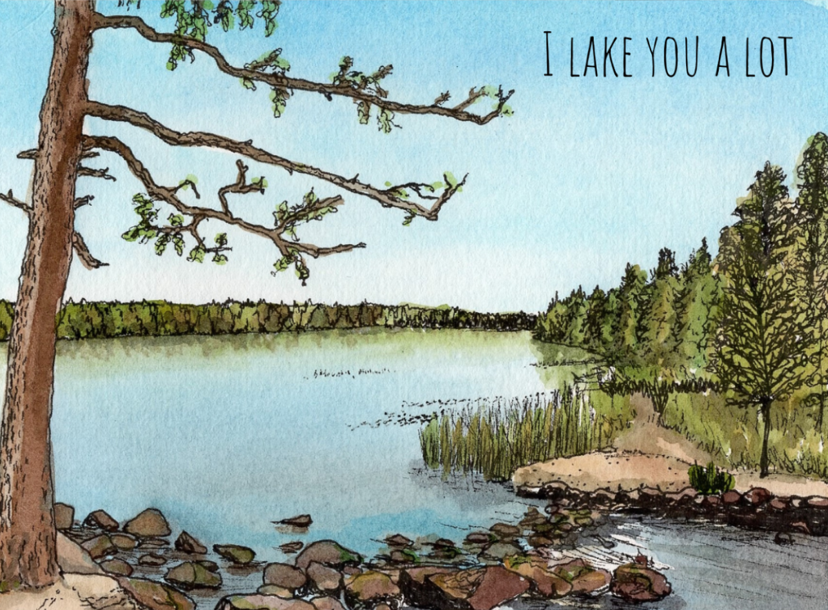 I Lake You a Lot Watercolor Greeting Card