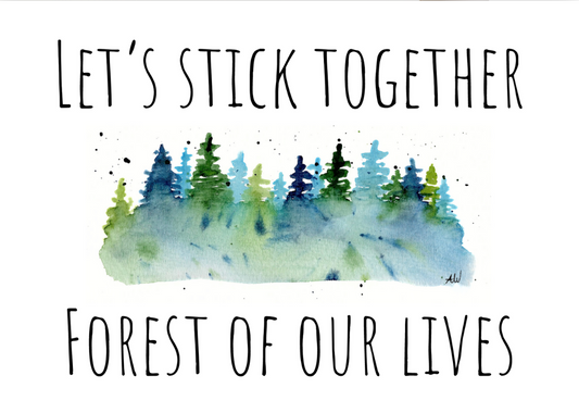Let's Stick Together Watercolor Greeting Card