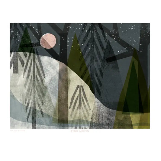 Pink Moon, 11" x 14" Illustrated Print
