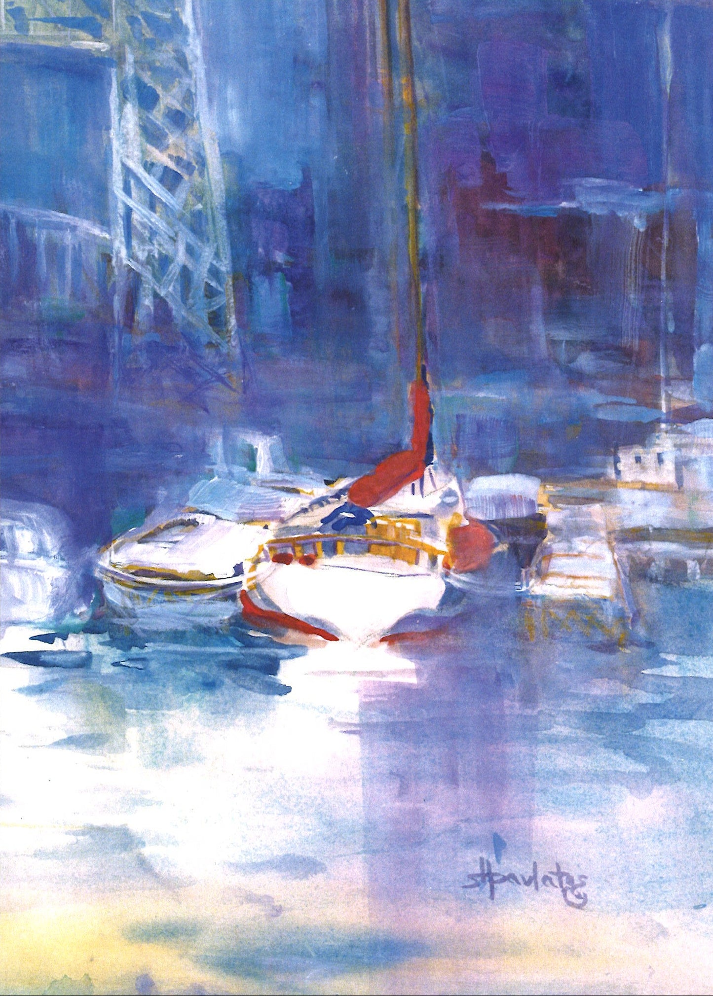 Sea Smoke Lifting- Duluth Aerial Lift Bridge Greeting Card