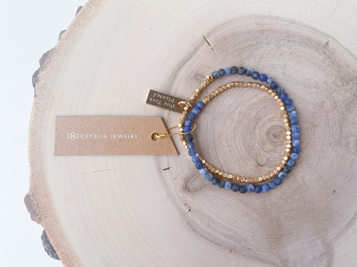 Gemstone Double Wrap Gold Beaded Bracelet