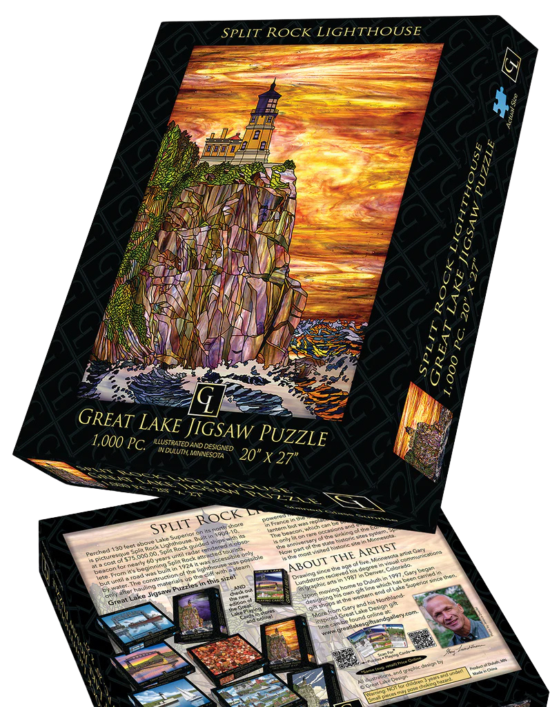 Split Rock Lighthouse Stained Glass Sunrise 1,000 Piece Jigsaw Puzzle