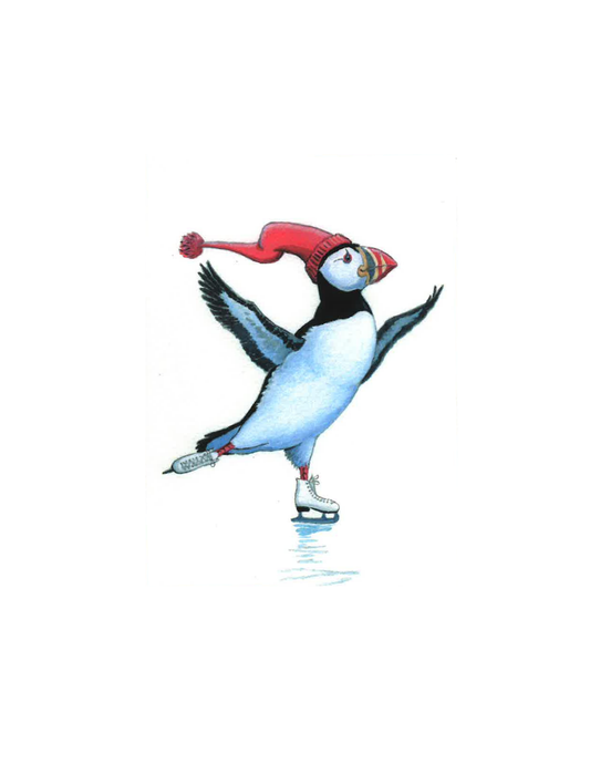 Skating Puffin Greeting Card