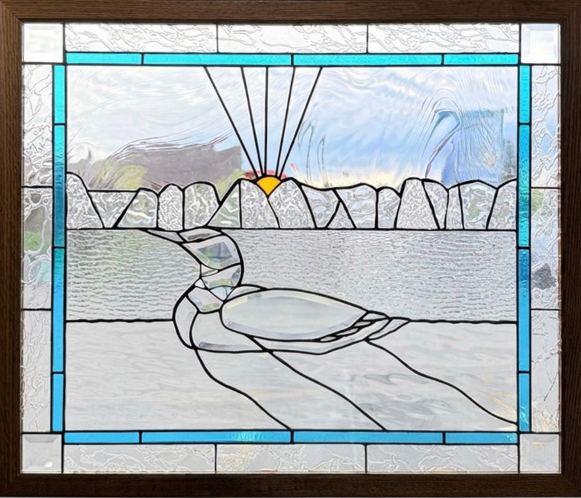 Loon Stained Glass Window Panel