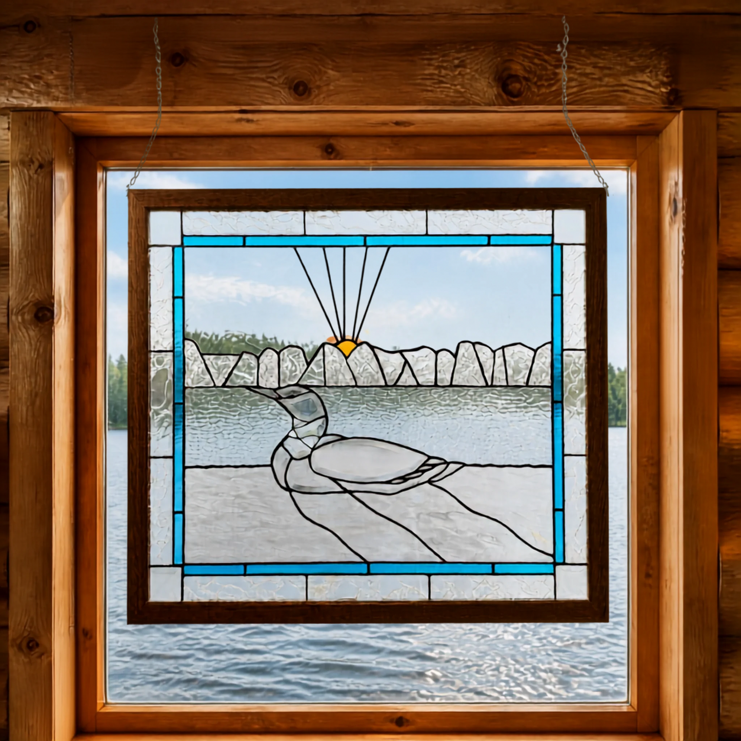 Loon Stained Glass Window Panel