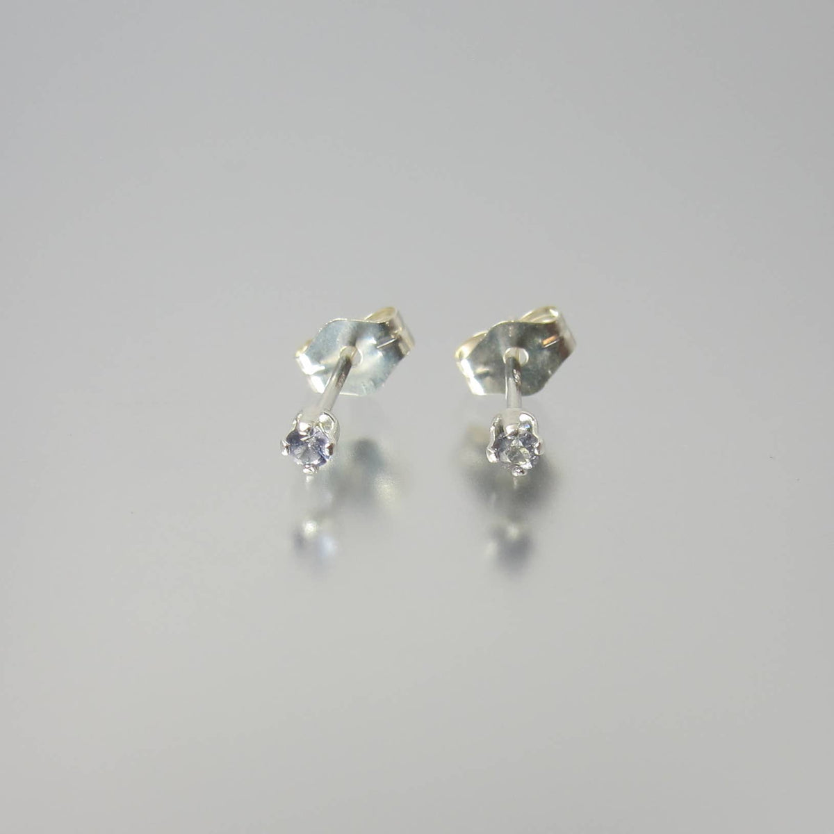 Rare Cyprine Micro Stud Sterling Silver Earrings 2mm