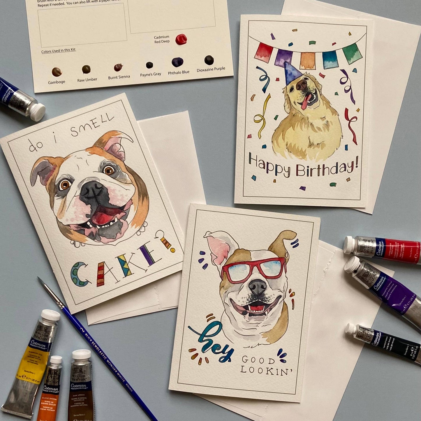 Watercolor Painting Kit: Dog Greeting Cards
