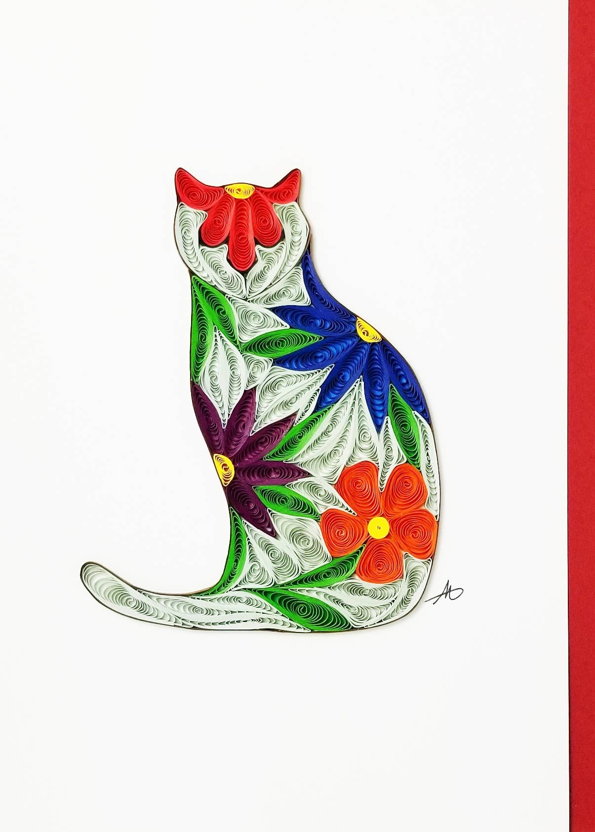 Flower Cat Quilled Greeting Card