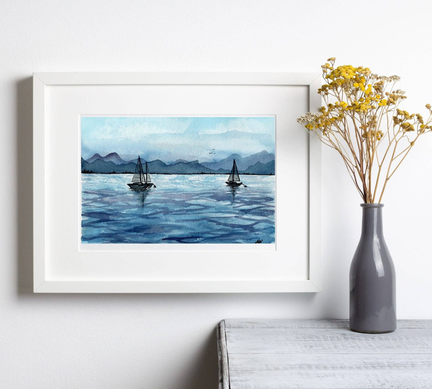 Sailboats Art Print: 8x10 inches