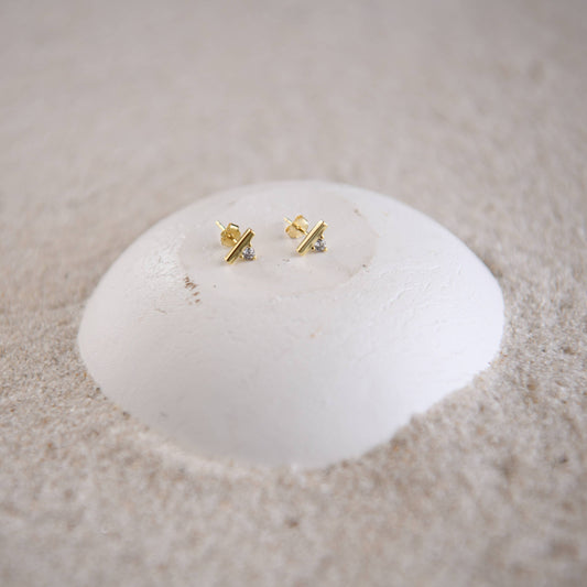 Bar Stud Earrings in 14k Gold Plated 925 Sterling