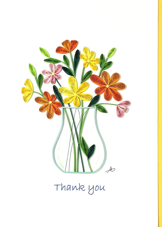 “Thank You” Flowers Quilled Greeting Card
