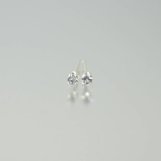 Rare Cyprine Micro Stud Sterling Silver Earrings 2mm