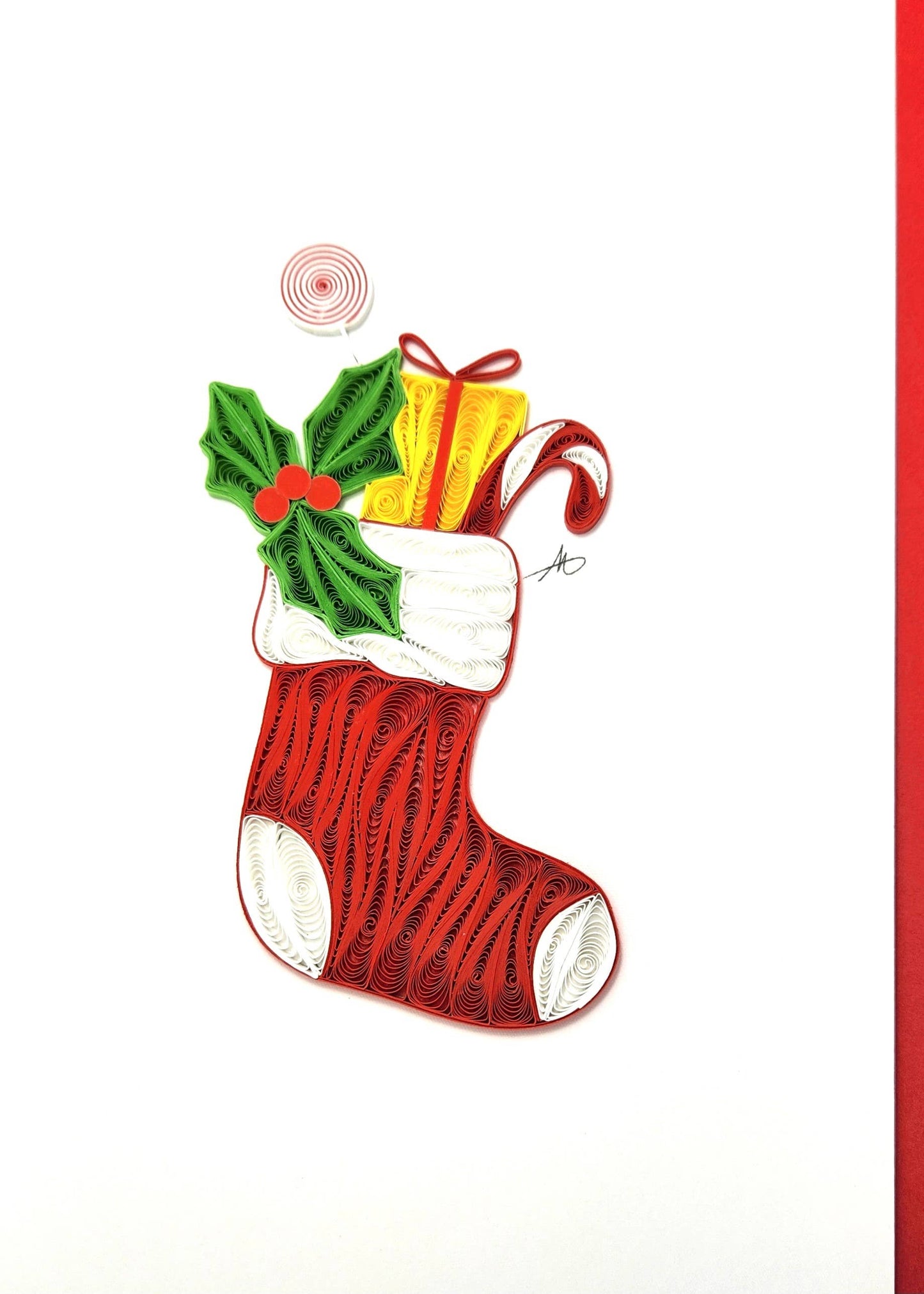 Christmas Stocking Quilled Greeting Card