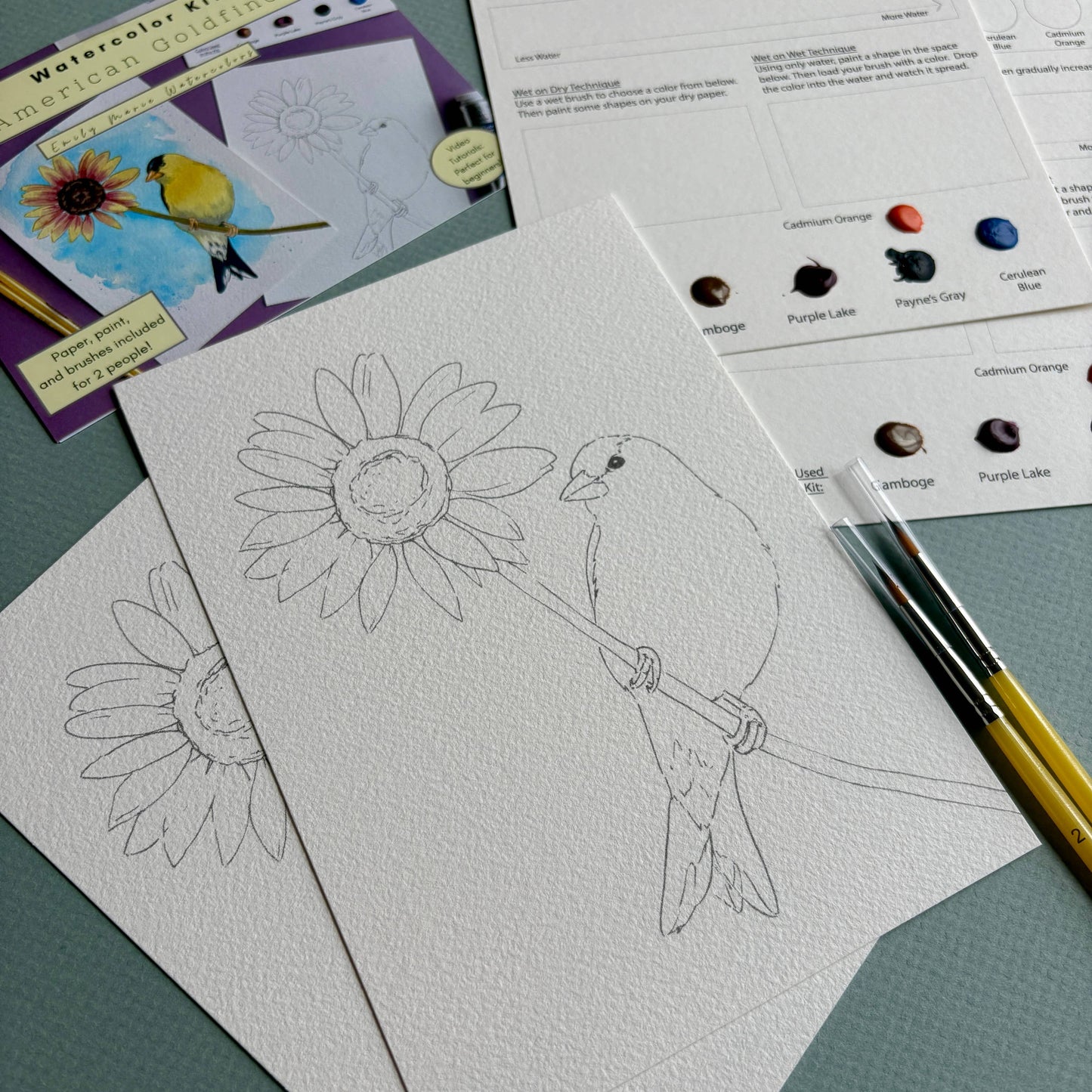 Watercolor Date Night Kit: American Goldfinch