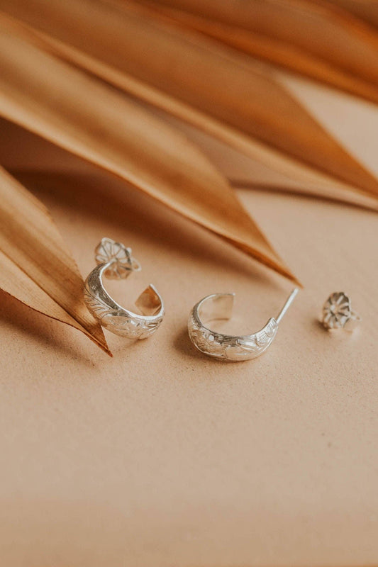 Baby Flora Hoops | Sterling Silver