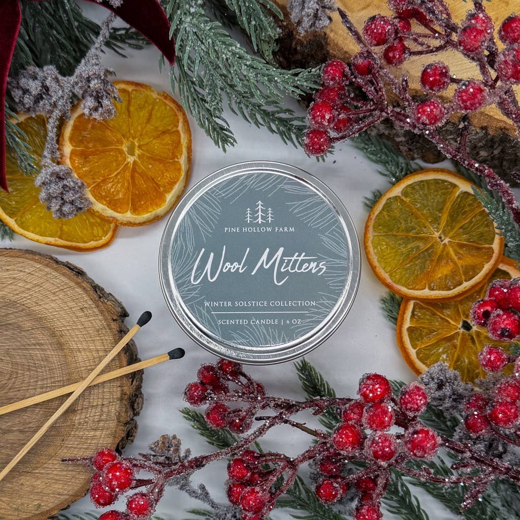 Wool Mittens | Wood Wick Candle