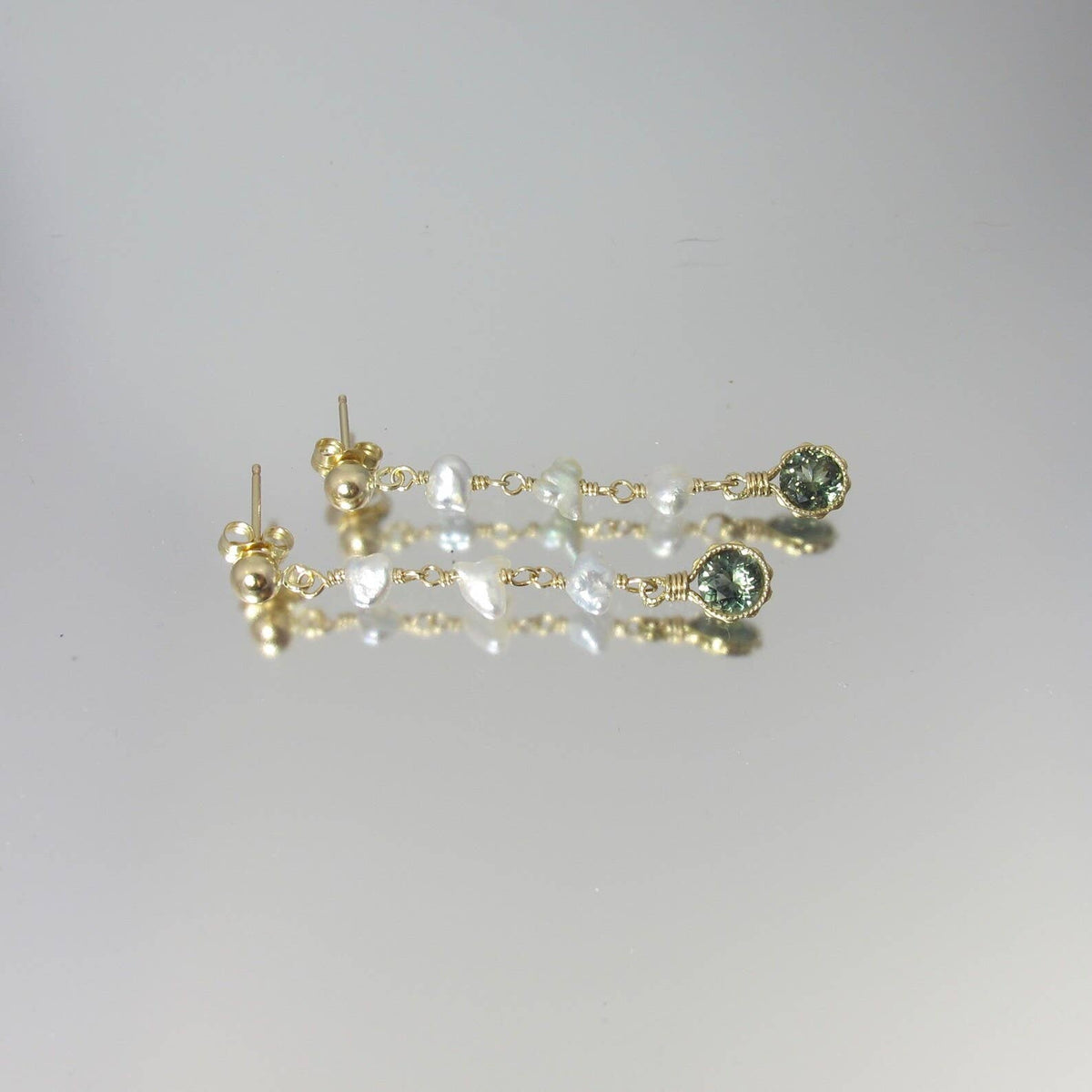 Rare Kornerupine & Akoya Pearl 14k Gold Filled Earrings