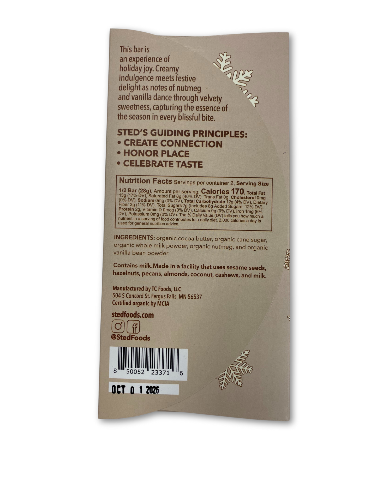 Eggnog - Seasonal 2 oz Chocolate Bar