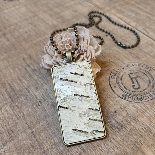 Natural Wood Birch Bark Pendant Necklace
