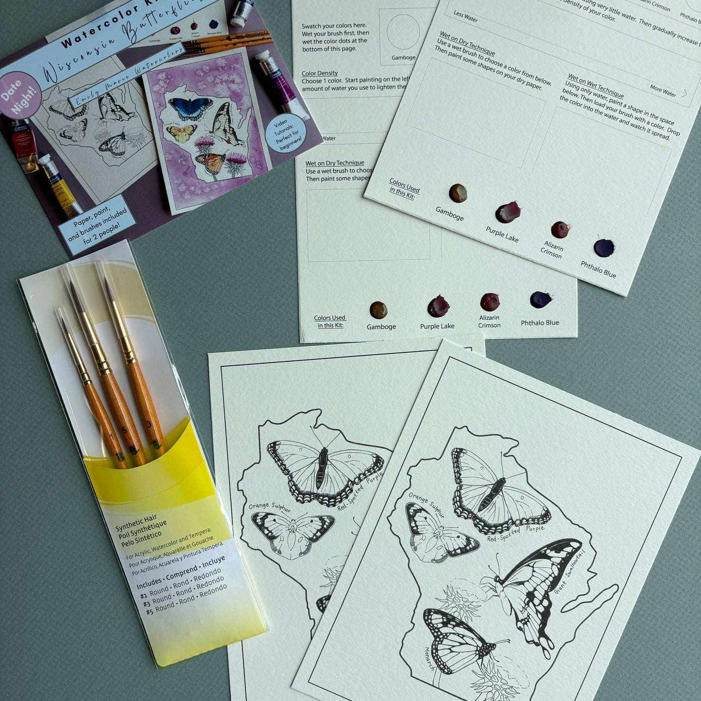 Watercolor Date Night Kit: Wisconsin Butterflies
