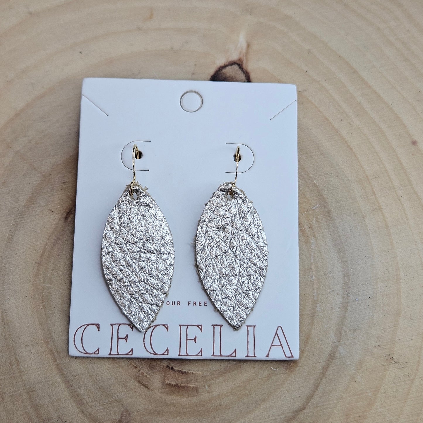 Small Embossed Leather Feather Silhouette Earrings