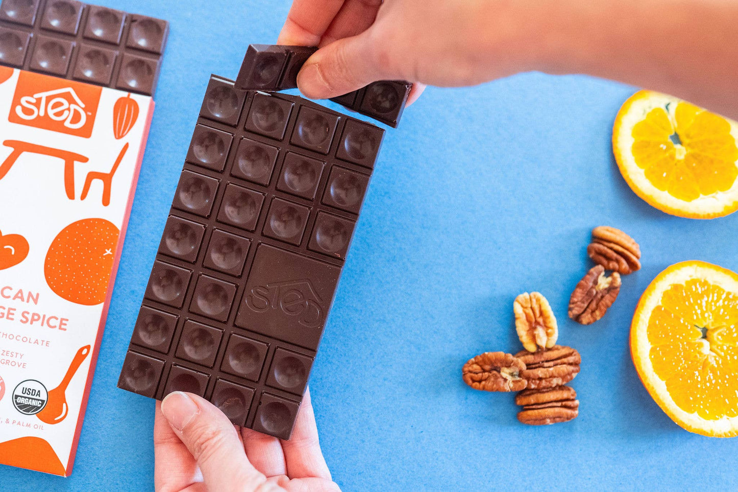 Pecan Orange Spice 2 oz Chocolate Bar