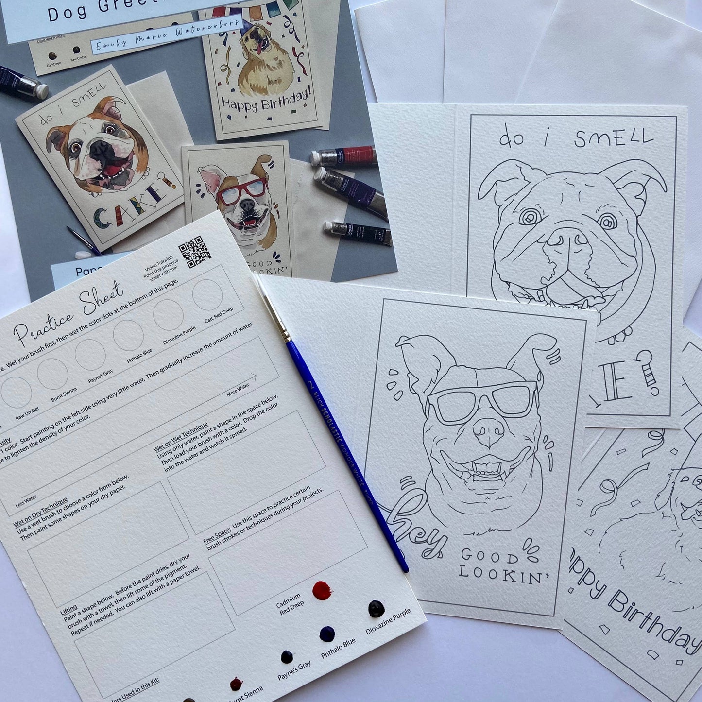 Watercolor Painting Kit: Dog Greeting Cards