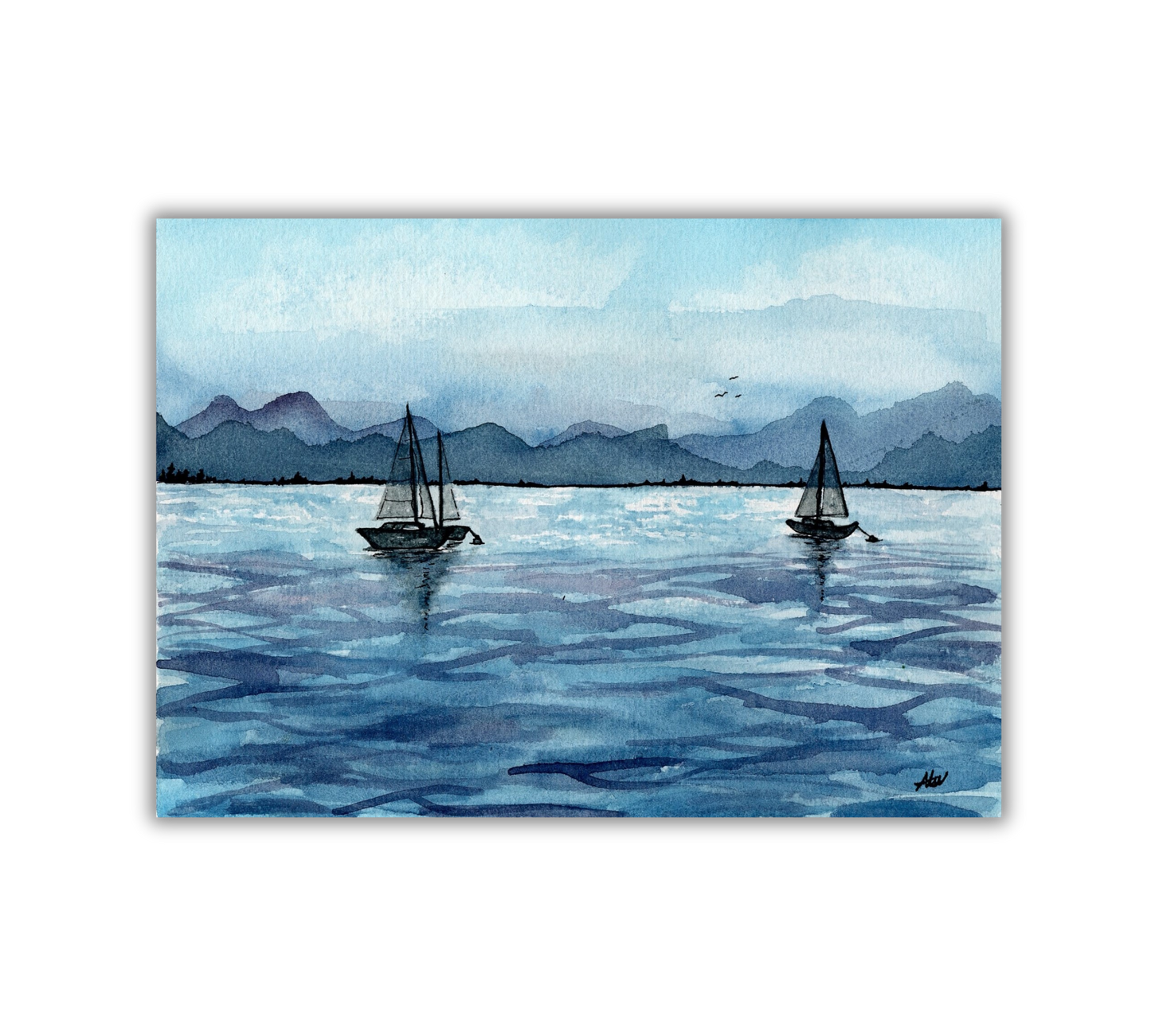 Sailboats Art Print: 8x10 inches