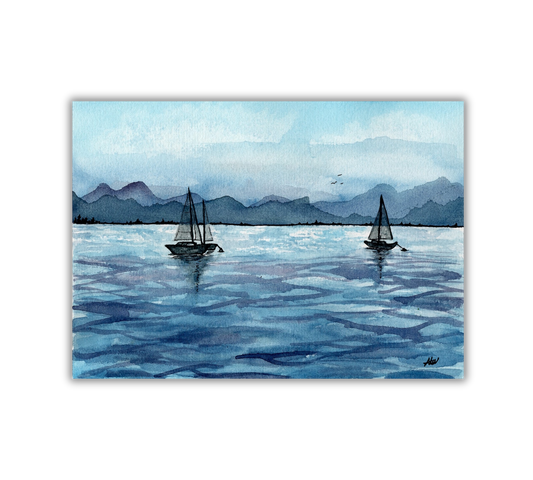 Sailboats Art Print: 8x10 inches