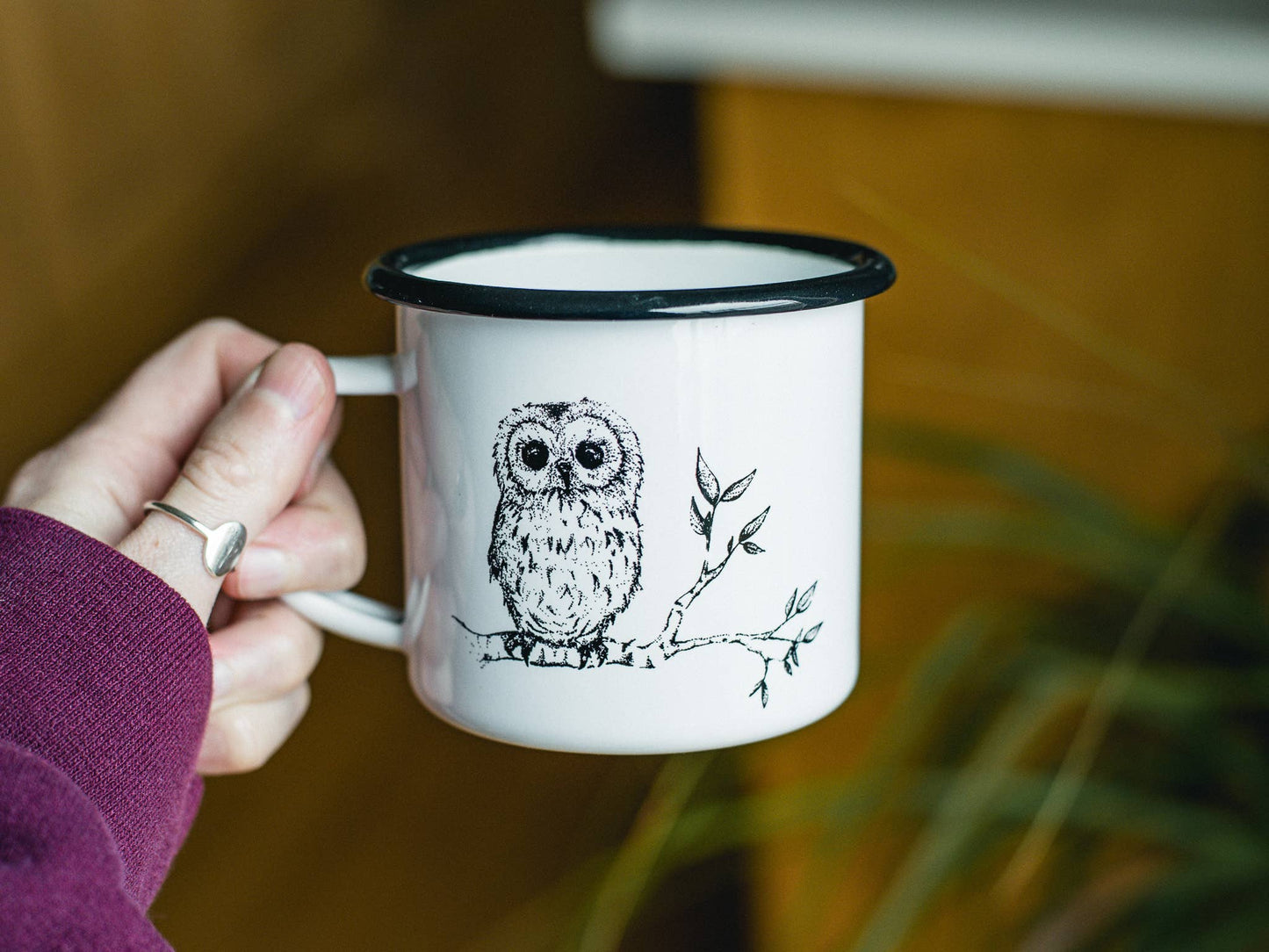 Baby Owl 10 oz Stainless Steel Enamelware Camping Mug