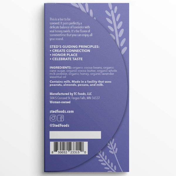 Mini Honey Lavender .5 oz Chocolate Bar