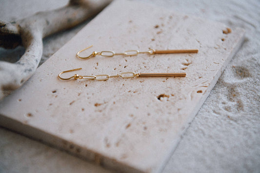 Gold Plated Earrings : Paperclip Drop