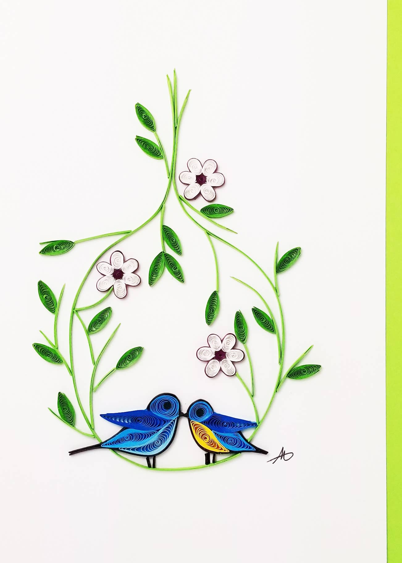 Love Birds Quilled Greeting Card