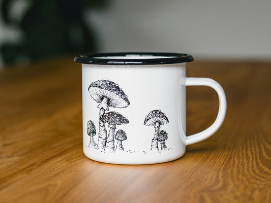 Mushroom Garden 10 oz Enamelware Camping Mug