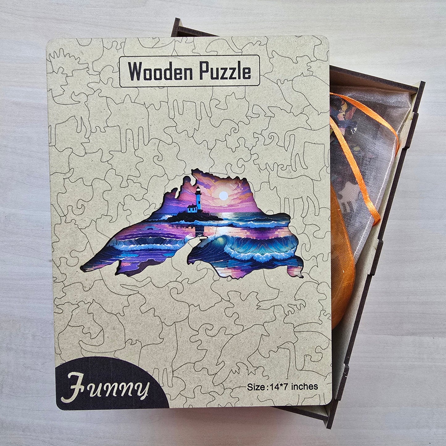 Lake Superior Lighthouse Sunrise Wooden Jigsaw Puzzle