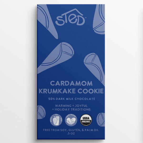 Mini Cardamom Krumkake Cookie .5 oz Chocolate Bar