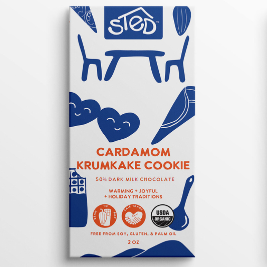 Cardamom Krumkake Cookie 2 oz Chocolate Bar