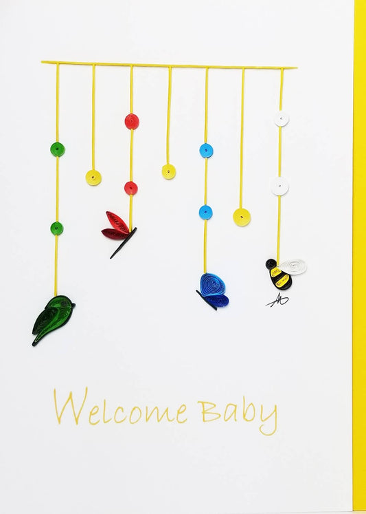 Welcome Baby Quilled Greeting Card